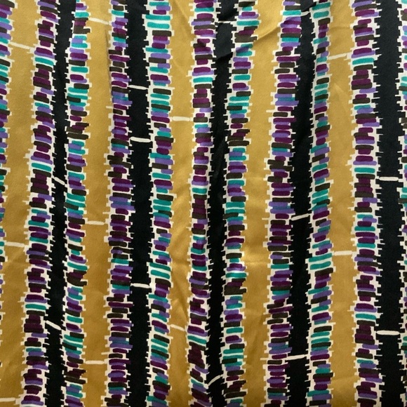 Trina Turk 100% Silk Abstract Purple Gold Black Stripe Dress Sz 2 Sleeveless - Picture 12 of 13